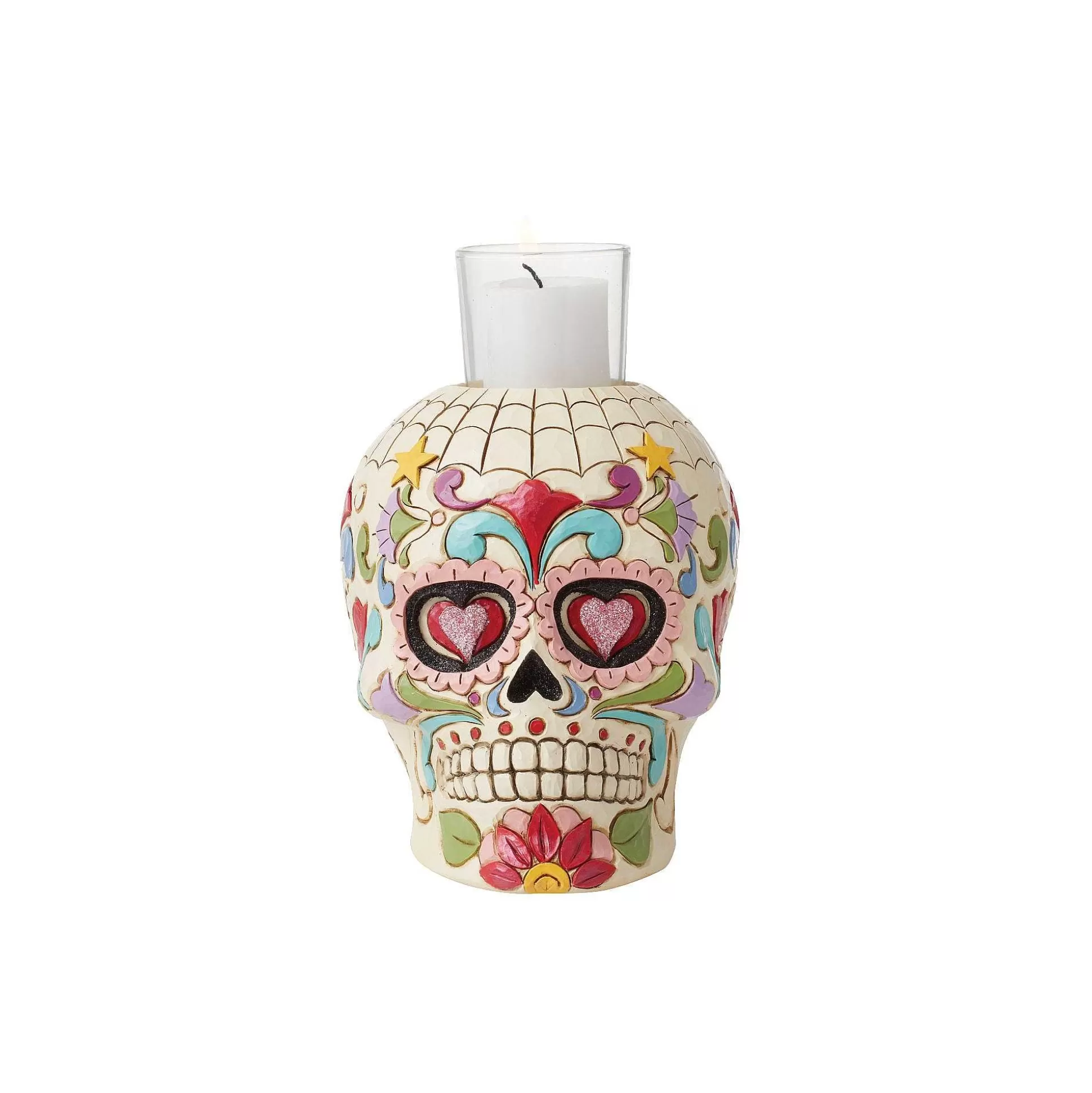 New Enesco Gift Day Of Dead Skull Candleholder