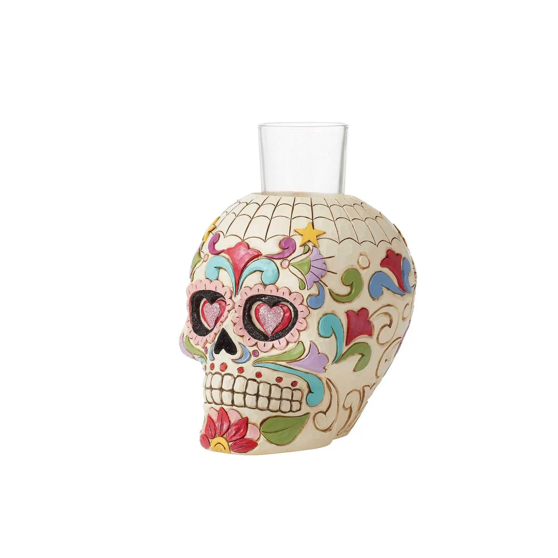 New Enesco Gift Day Of Dead Skull Candleholder