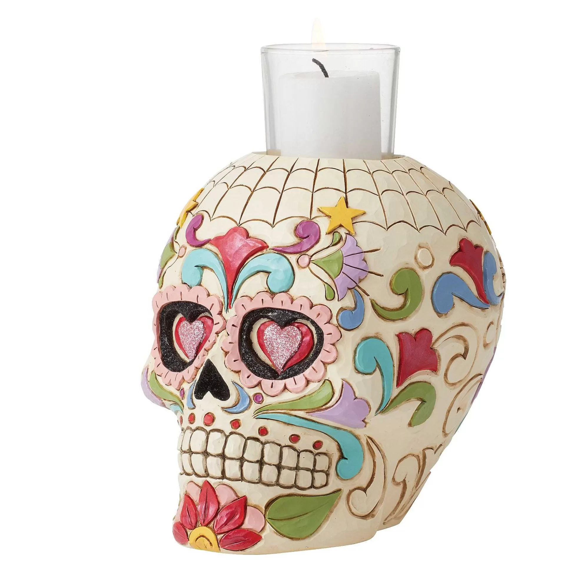 Flash Sale Enesco Gift Day Of Dead Skull Candleholder