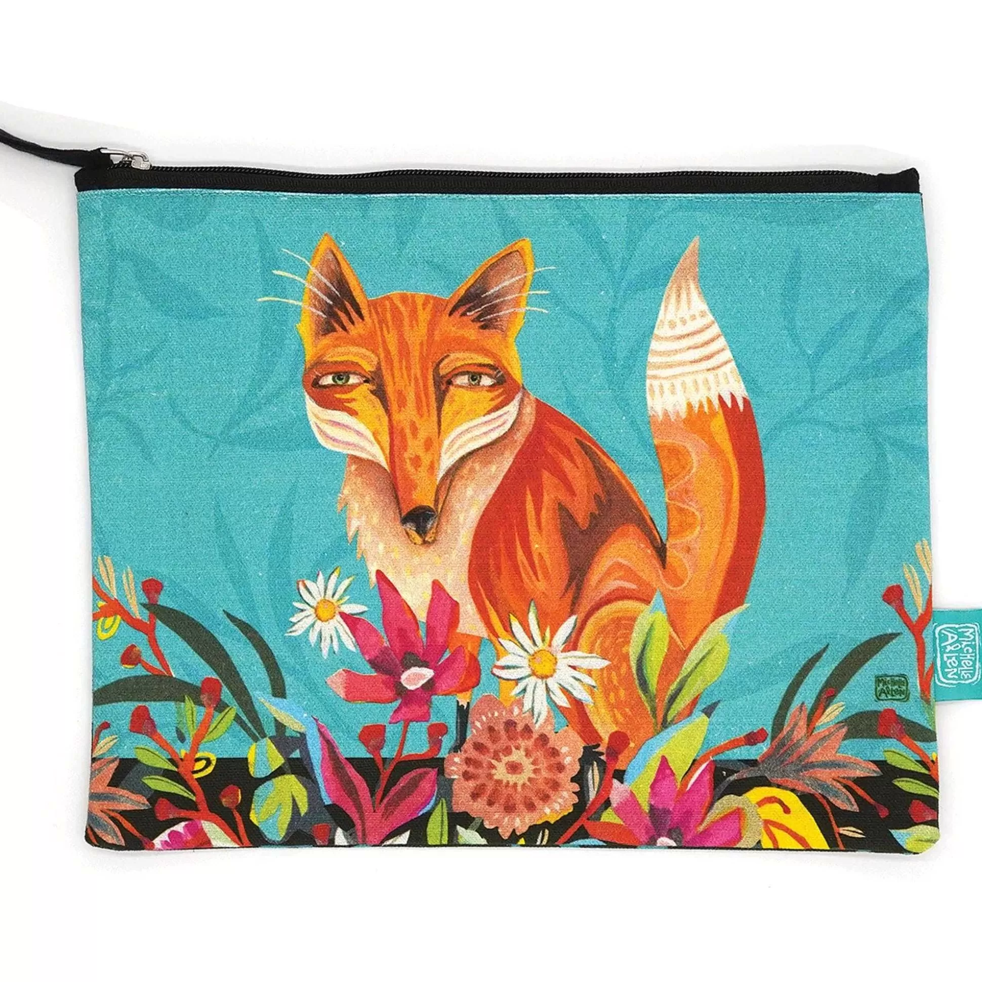 Outlet Enesco Gift Fox & Flowers Zip Pouch (Med)