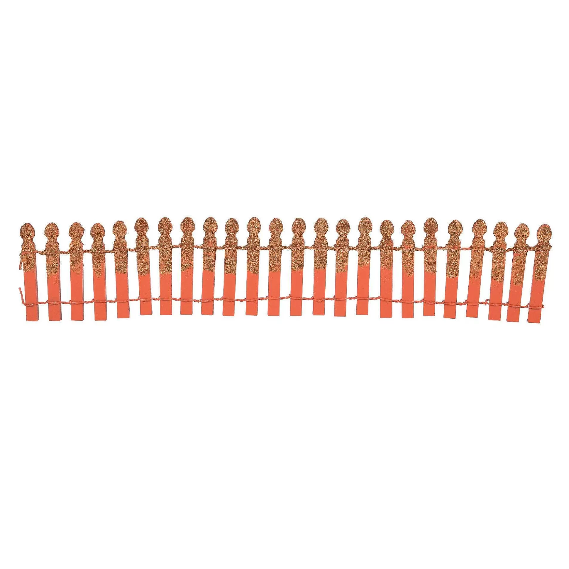 Best Department 56 Pumpkin Orange Glitter Fence