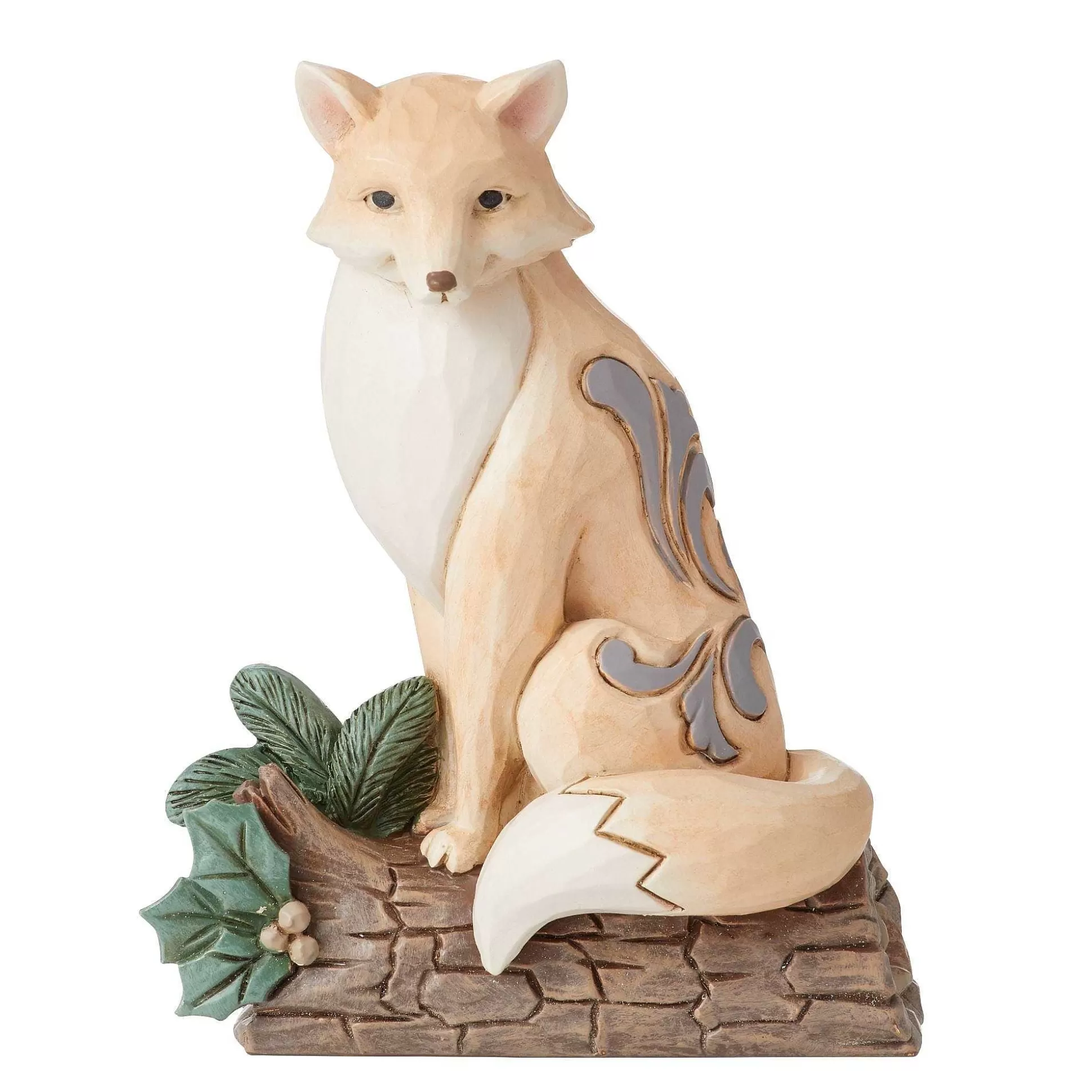 Best Sale Enesco Gift White Woodland Fox On Birchlog